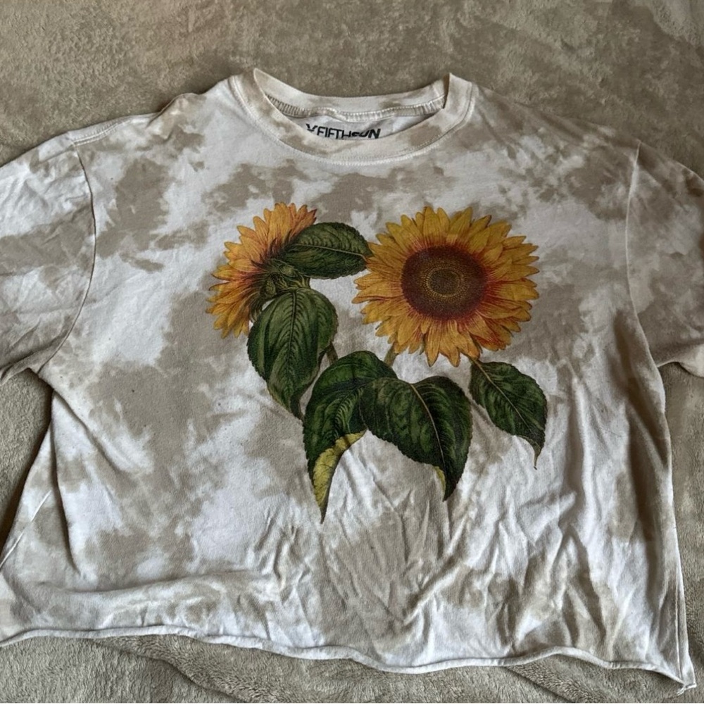Sunflower Graphic Tie-Dye T-Shirt